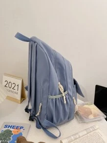 Ba lô chức năng trang trí hoạt hình Túi đi học dành cho sinh viên tốt nghiệp, cô gái tuổi teen, sinh viên năm nhất, sinh viên năm hai, trung học cơ sở và trung học phổ thông, đại học và trung học phổ thông, hoàn hảo cho hoạt động ngoài trời, du lịch và quay lại trường học - Màu xanh bụi bặm - Xem 4