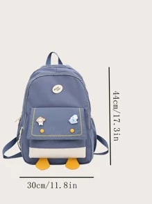 Ba lô chức năng trang trí hoạt hình Túi đi học dành cho sinh viên tốt nghiệp, cô gái tuổi teen, sinh viên năm nhất, sinh viên năm hai, trung học cơ sở và trung học phổ thông, đại học và trung học phổ thông, hoàn hảo cho hoạt động ngoài trời, du lịch và quay lại trường học - Màu xanh bụi bặm - Xem 8