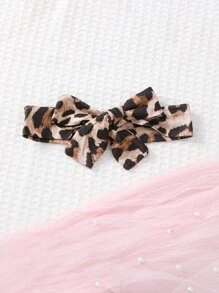 嬰兒豹紋印花襯衫連衣裙和配件髮箍 - 黑色 - 查看 4