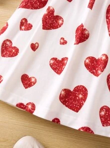 Toddler Girls Heart Print Dress With Accessory Bag - White - View 5