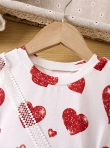Toddler Girls Heart Print Dress With Accessory Bag - White - View 6