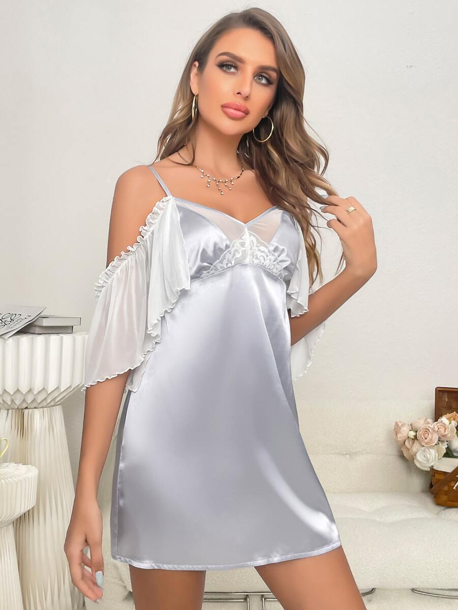 木耳邊緞面吊帶睡裙