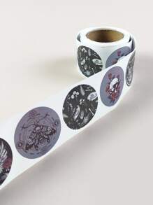 ROMWE Goth 1roll Moth & Skeleton Print Sticker - Multicolor - View 2