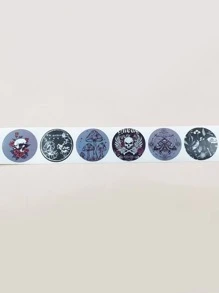 ROMWE Goth 1roll Moth & Skeleton Print Sticker - Multicolor - View 3