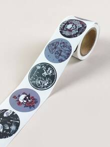 ROMWE Goth 1roll Moth & Skeleton Print Sticker - Multicolor - View 4