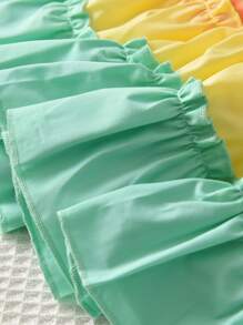 Toddler Girls Colourblock Carrot & Rabbit Patched Detail Layered Hem Cami Dress - Multicolor - View 4