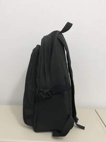 純色女式尼龍背包 - 黑色 - 查看 4