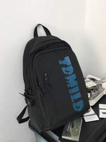 純色女式尼龍背包 - 黑色 - 查看 5