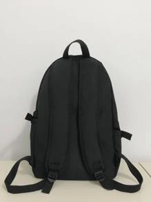 純色女式尼龍背包 - 黑色 - 查看 6