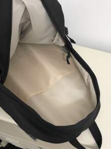 純色女式尼龍背包 - 黑色 - 查看 7