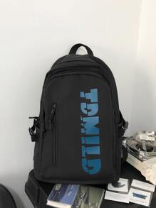 純色女式尼龍背包 - 黑色 - 查看 8