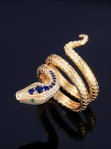 1 chiếc nhẫn rắn Cubic Zirconia thời trang dành cho phụ nữ làm quà tặng ngày lễ tình nhân, trang sức dự tiệc, mẹ, mẹ, ngày của mẹ, quà tặng - Vàng - Xem 2