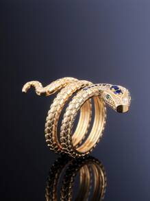 1 chiếc nhẫn rắn Cubic Zirconia thời trang dành cho phụ nữ làm quà tặng ngày lễ tình nhân, trang sức dự tiệc, mẹ, mẹ, ngày của mẹ, quà tặng - Vàng - Xem 3