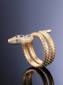 1 chiếc nhẫn rắn Cubic Zirconia thời trang dành cho phụ nữ làm quà tặng ngày lễ tình nhân, trang sức dự tiệc, mẹ, mẹ, ngày của mẹ, quà tặng - Vàng - Xem 4