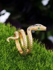 1 chiếc nhẫn rắn Cubic Zirconia thời trang dành cho phụ nữ làm quà tặng ngày lễ tình nhân, trang sức dự tiệc, mẹ, mẹ, ngày của mẹ, quà tặng - Vàng - Xem 6