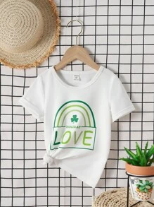 Toddler Girls Clover And Letter Graphic Tee - White - View 1
