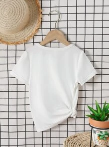 Toddler Girls Clover And Letter Graphic Tee - White - View 2