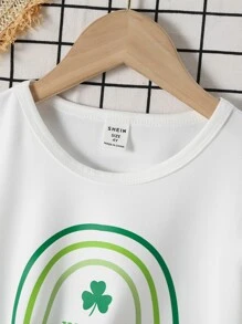 Toddler Girls Clover And Letter Graphic Tee - White - View 6