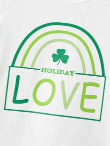 Toddler Girls Clover And Letter Graphic Tee - White - View 7