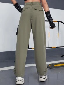 Zipper Fly Straight Leg Jeans - Army Green - View 3