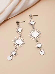 2pcs Sun Drop Earrings - Silver - View 2
