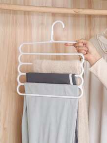 1pc Plastic Solid Pants Hanger,Multifunctional Hanger Pants Hanger Scarf Storage Hanger - White - View 1