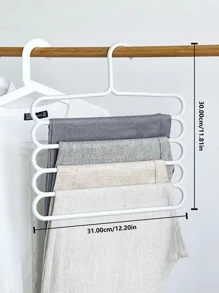 1pc Plastic Solid Pants Hanger,Multifunctional Hanger Pants Hanger Scarf Storage Hanger - White - View 2
