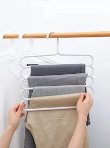 1pc Plastic Solid Pants Hanger,Multifunctional Hanger Pants Hanger Scarf Storage Hanger - White - View 3