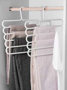 1pc Plastic Solid Pants Hanger,Multifunctional Hanger Pants Hanger Scarf Storage Hanger - White - View 5