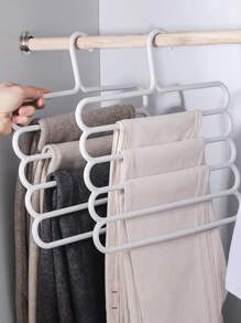 1pc Plastic Solid Pants Hanger,Multifunctional Hanger Pants Hanger Scarf Storage Hanger - White - View 6