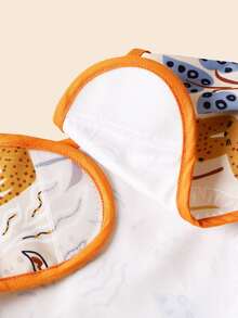 1入組嬰兒豹紋圖案圍兜