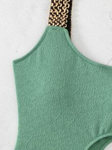 Bañador una pieza con textura con diseño de puntada - Verde - Ver 3