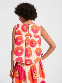 VALERIA GALIPOLI Floral Print Split Knot Side Crop Blouse - Multicolor - View 2