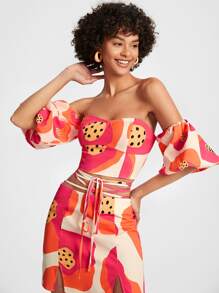 VALERIA GALIPOLI 圖案印花一字肩襯衫 - 彩色 - 查看 1