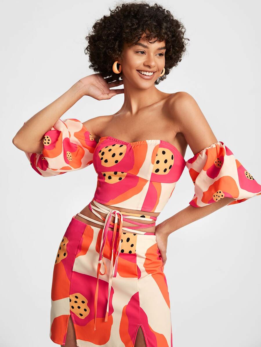 VALERIA GALIPOLI 圖案印花一字肩襯衫 - 彩色 - 查看 1