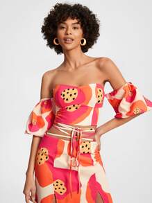 VALERIA GALIPOLI 圖案印花一字肩襯衫 - 彩色 - 查看 5