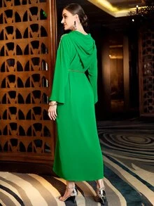 Al Najma 水鑽細節落肩袖連帽連衣裙 - 綠色 - 查看 2