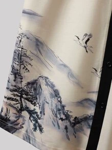 Manfinity Hypemode Áo sơ mi Nam Dây kéo Lá thư Giải trí - Màu be - Xem 4