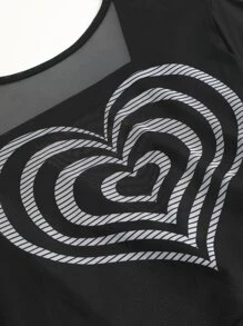 Cover up con estampado de corazón - Negro - Ver 5