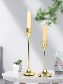 2pcs/3pcs/6pcs Electroplated Polished Metal Iron Candle Holder, Simple And Modern Light Luxury Hollow Wedding Party, Candlelight Dinner, Family Living Room, Candle Holder Decoration, Graduation Gift, Women's Gift, Winter Gift, Close Friend Gift - View 2