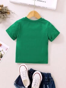 Toddler Girls Letter & Clover Print Tee - Green - View 2