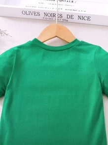 Toddler Girls Letter & Clover Print Tee - Green - View 3