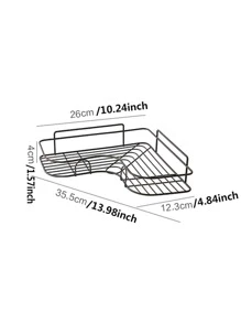 1 pieza Estante de almacenamiento de baño unicolor sin perforación montado en la pared - Negro - Ver 2