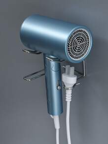 1pc Wall Mounted Hair Dryer Holder - Silver - View 4
