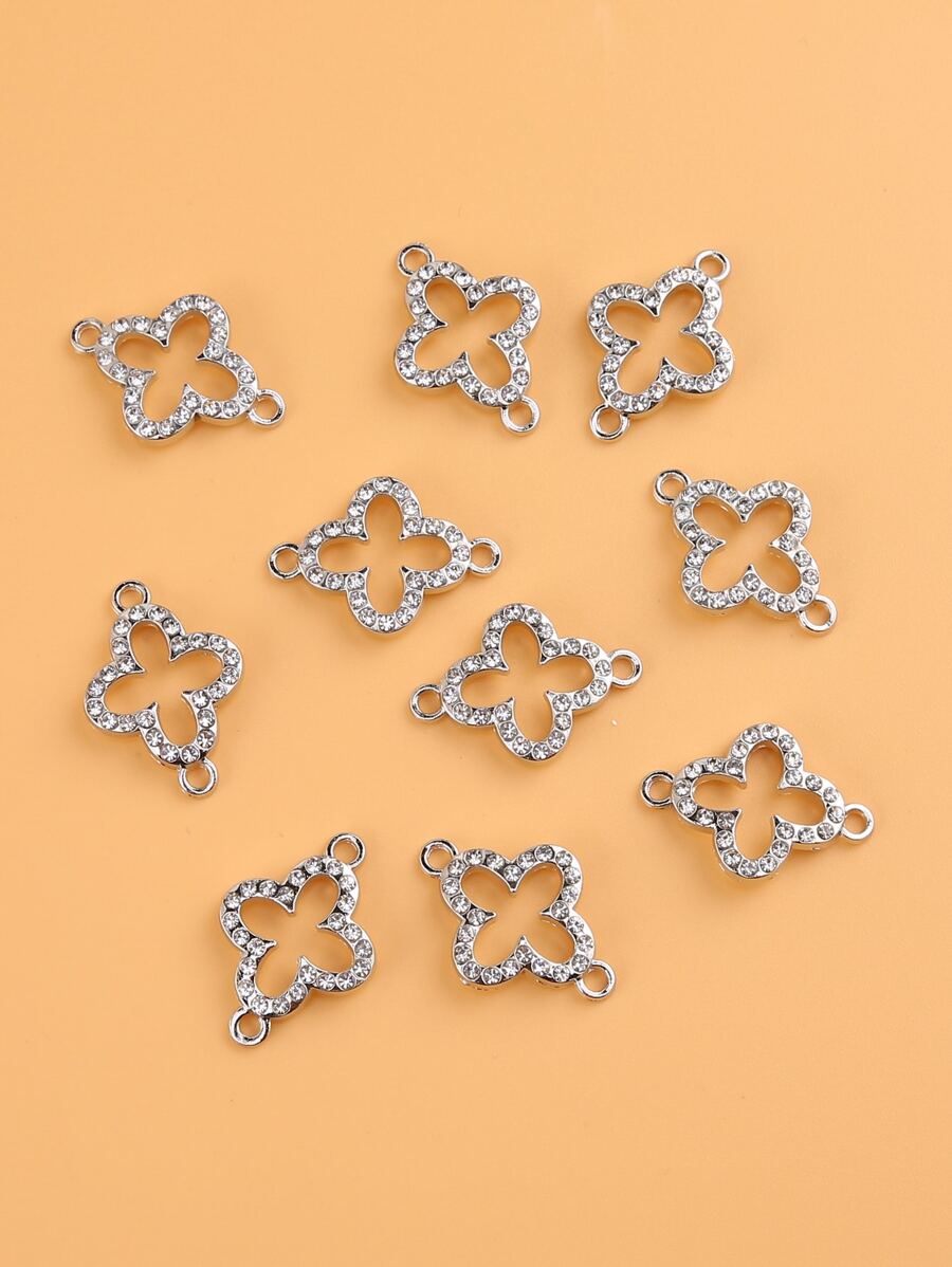 10 Stücke Strass Dekor DIY Verbinder - Silber - Übersicht 1