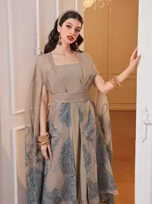 Al Najma Paisley Embroidery Belted Dress - Multicolor - View 5