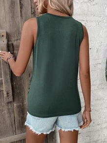SHEIN LUNE Twist Front Tank Top - Dark Green - View 2