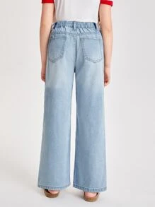 Chicas Jeans desgarro de pierna ancha - Lavado ligero - Ver 2