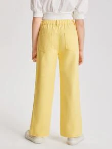 Girls Raw Hem Straight Leg Jeans - Yellow - View 2