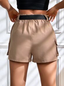 SHEIN EZwear 翻蓋口袋腰帶工裝短褲